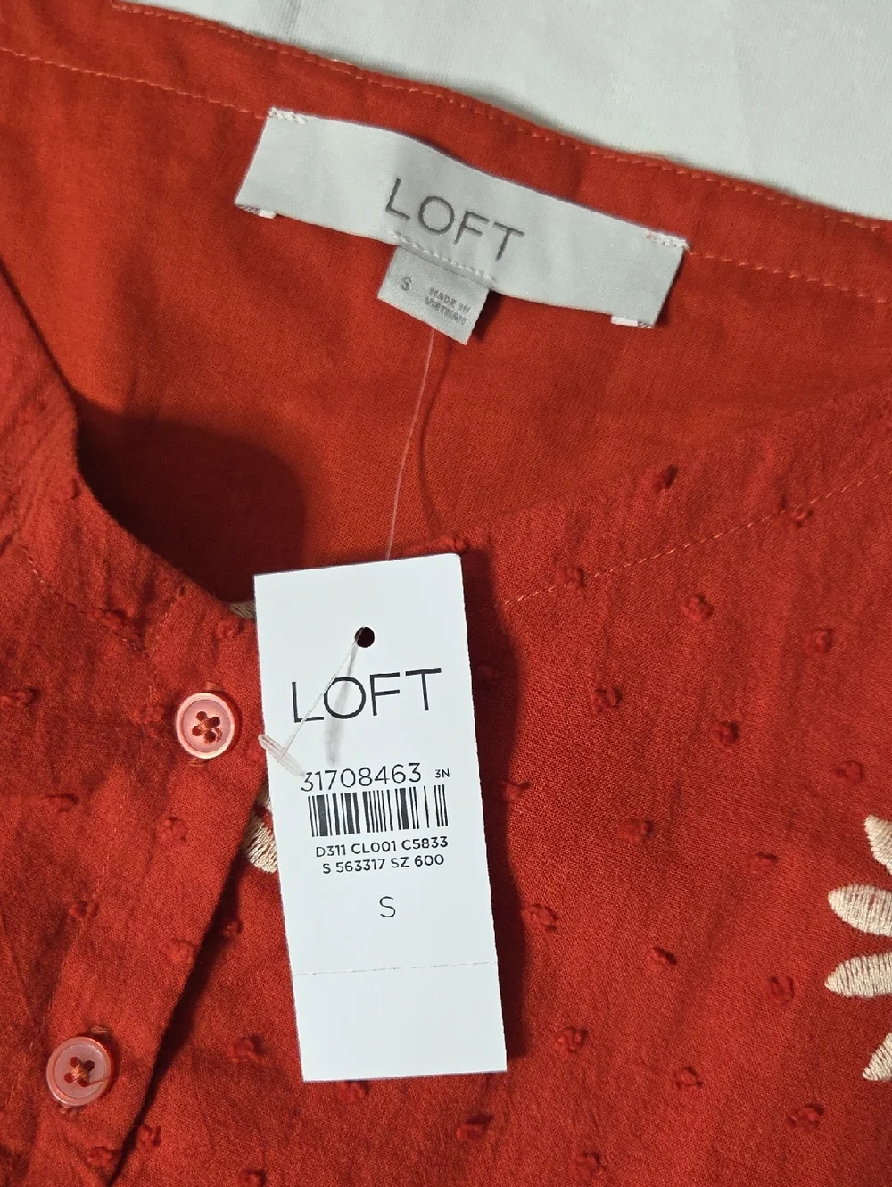 Loft Daisy Embroidered Rust Cotton Cami Top - Picture 2 of 6